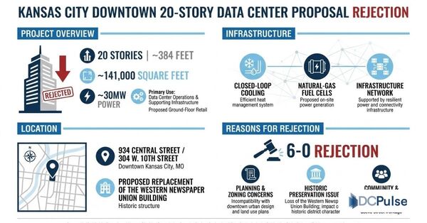 Planning commission rejects downtown data center.