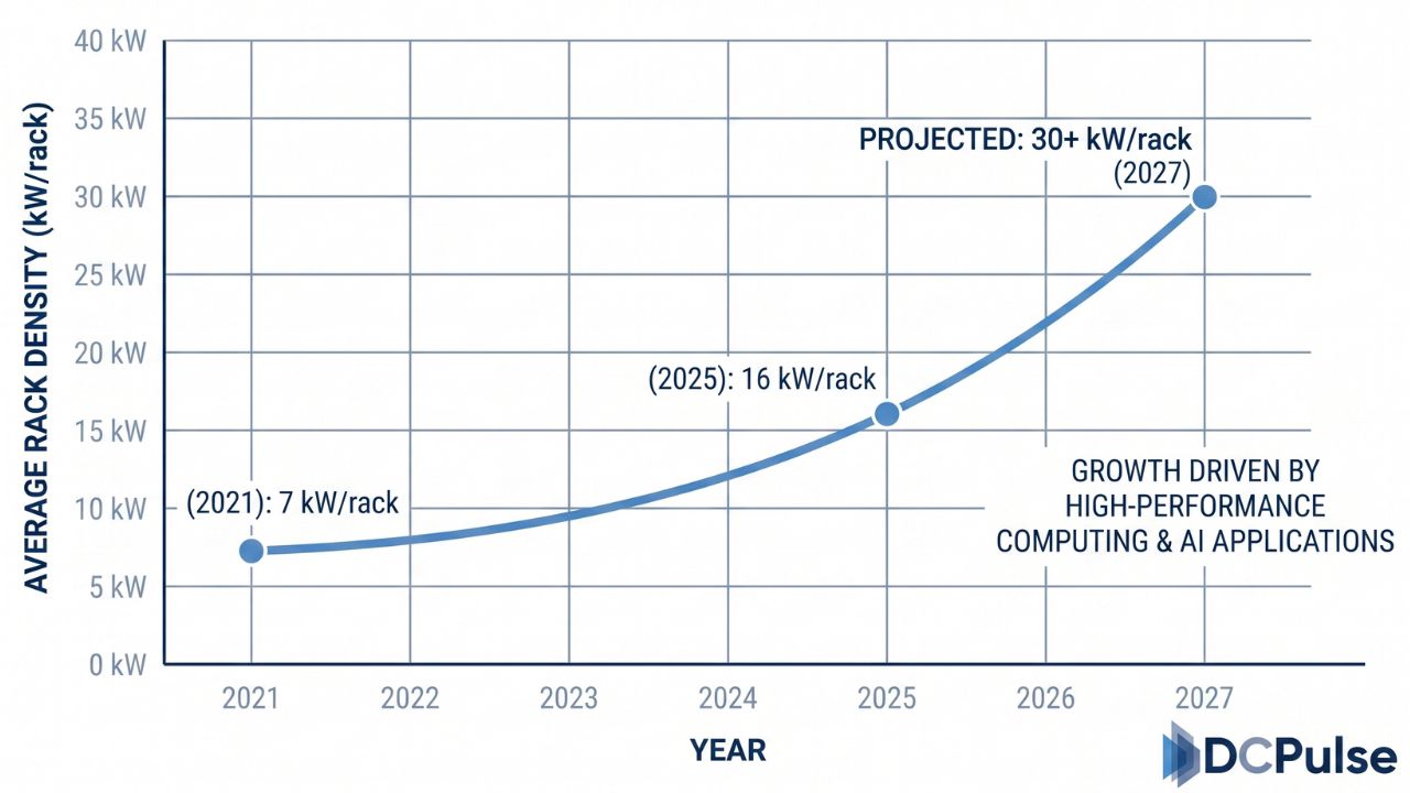 Average Data Center Rack Density Progression (2021-2027)